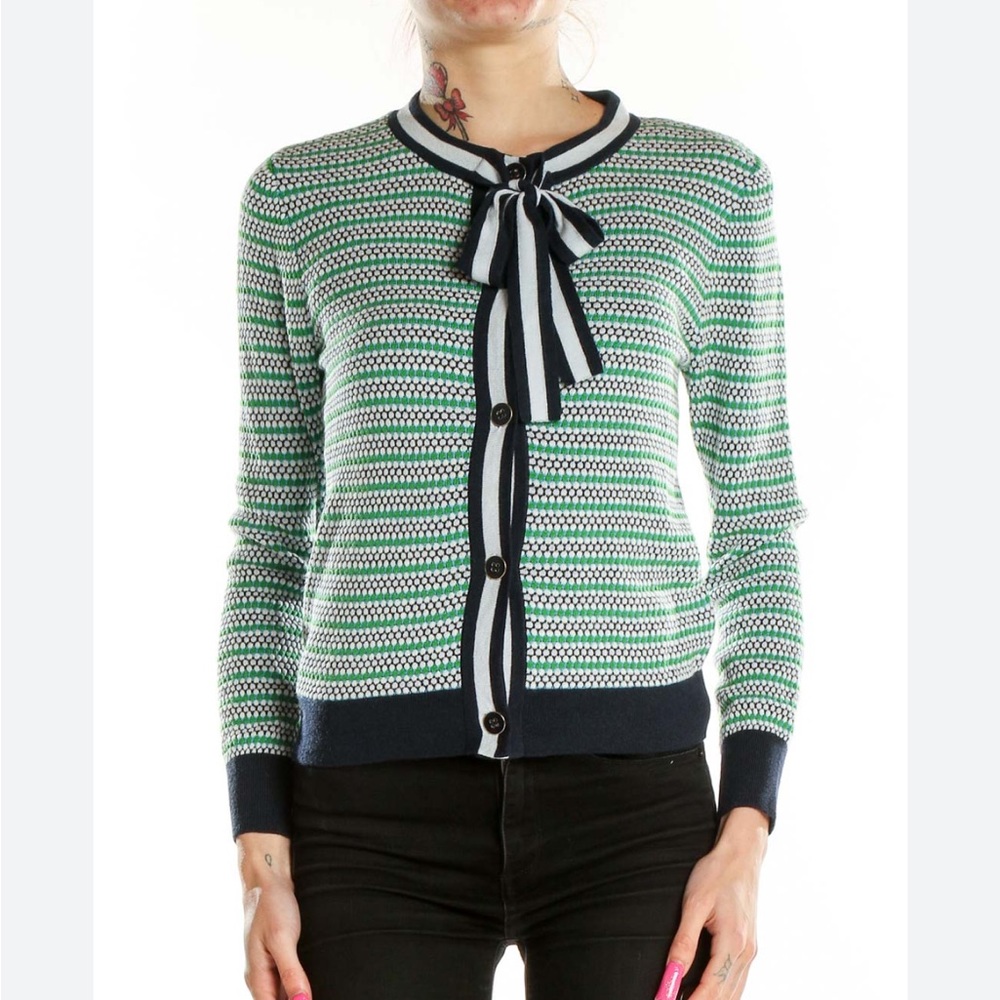 NWT J.Crew | Tie-neck cardigan | Size S | Green/Blue